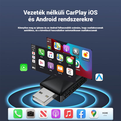 CarPlay, USB stick vezeték nélküli autós csatlakozáshoz Apple CarPlay és Android Auto használatával