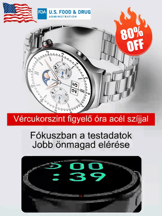 🙂Használja, mielőtt kifizetné🙂Rozsdamentes acél szíj 24 órás vércukorszint-ellenőrző okosóra HW4