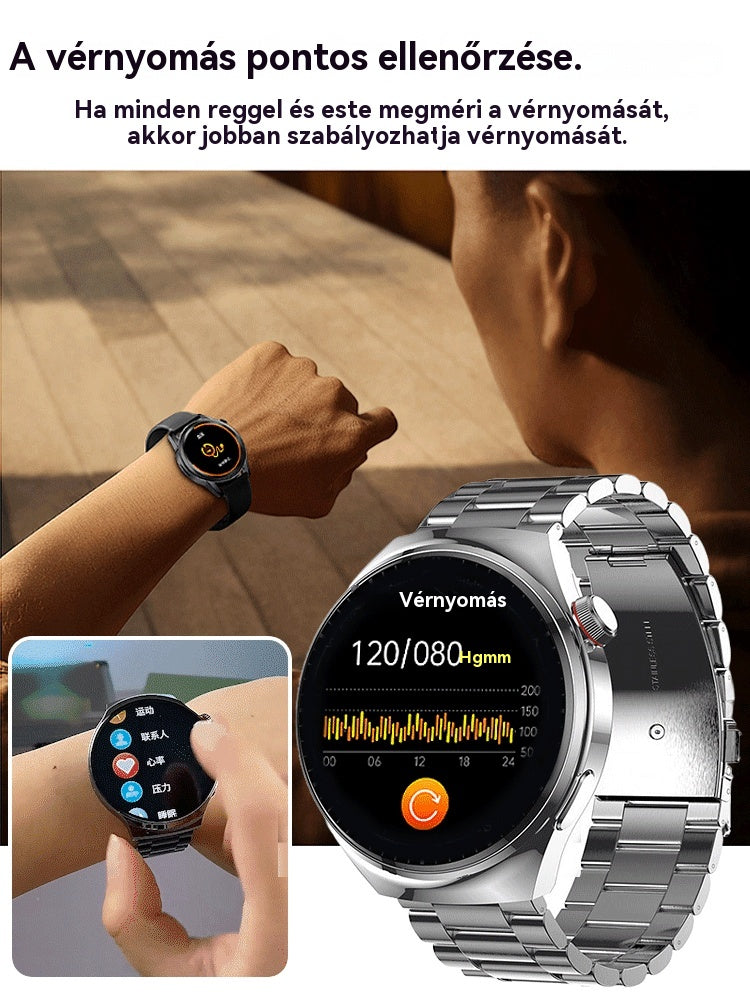 🙂Használja, mielőtt kifizetné🙂Rozsdamentes acél szíj 24 órás vércukorszint-ellenőrző okosóra HW4