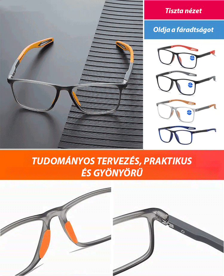 Szuperkönnyű, kényelmes, kékfény-szűrős olvasószemüveg